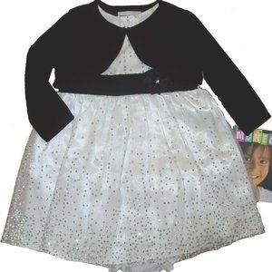 Long Sleeve Girls Dress Cardigan 3 Pc Velour Christmas Baby Holiday Party